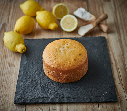 6 inch lemon sponge cake, ready for decorating 