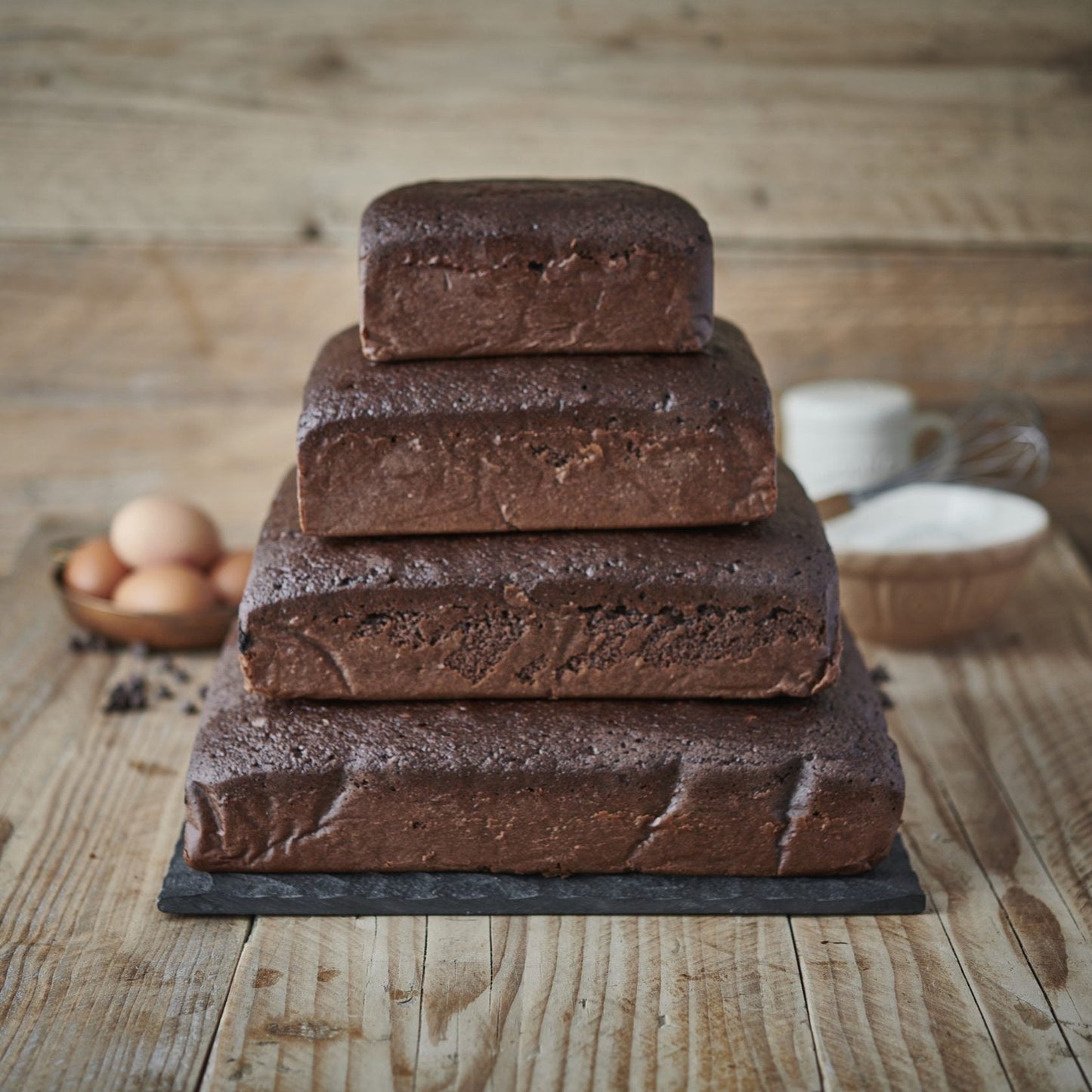 Square Chocolate Cake Stack