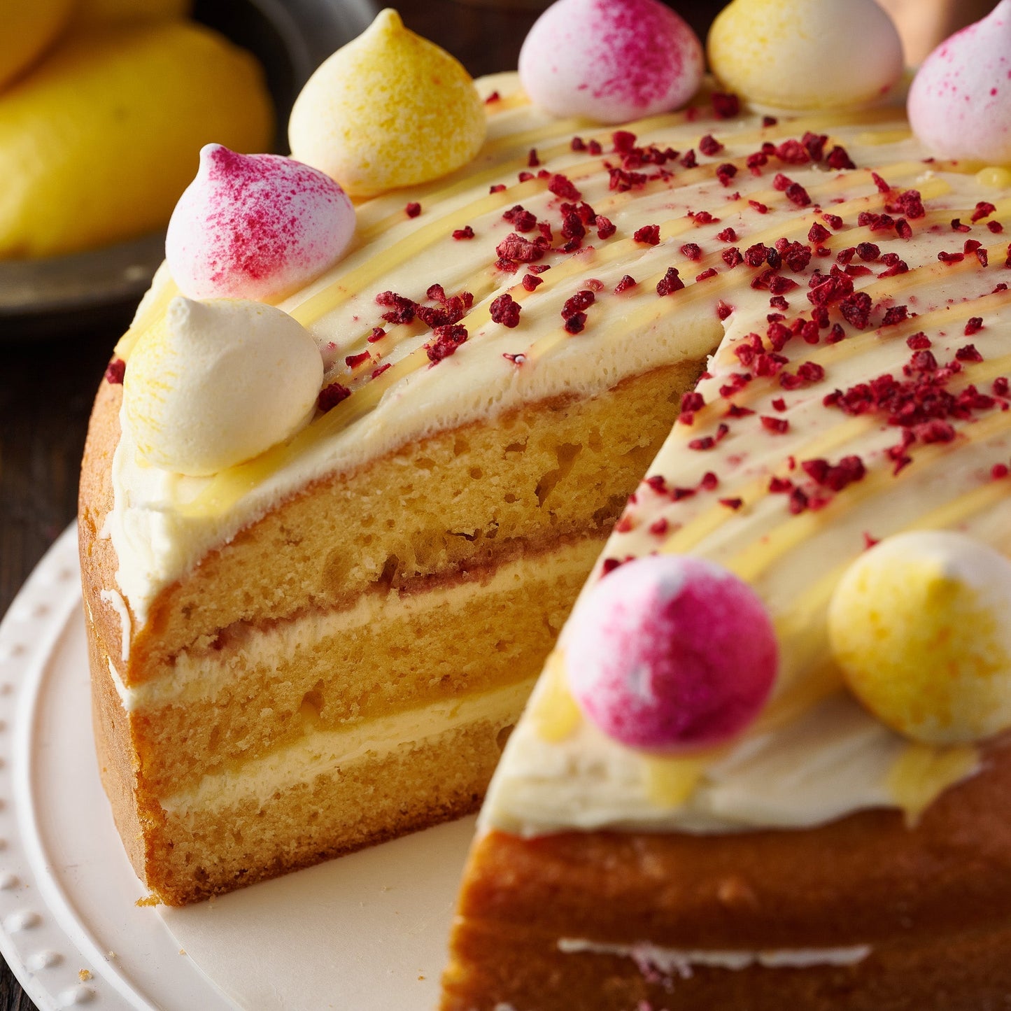 Raspberry & Lemon Meringue Cake- 10 Inch