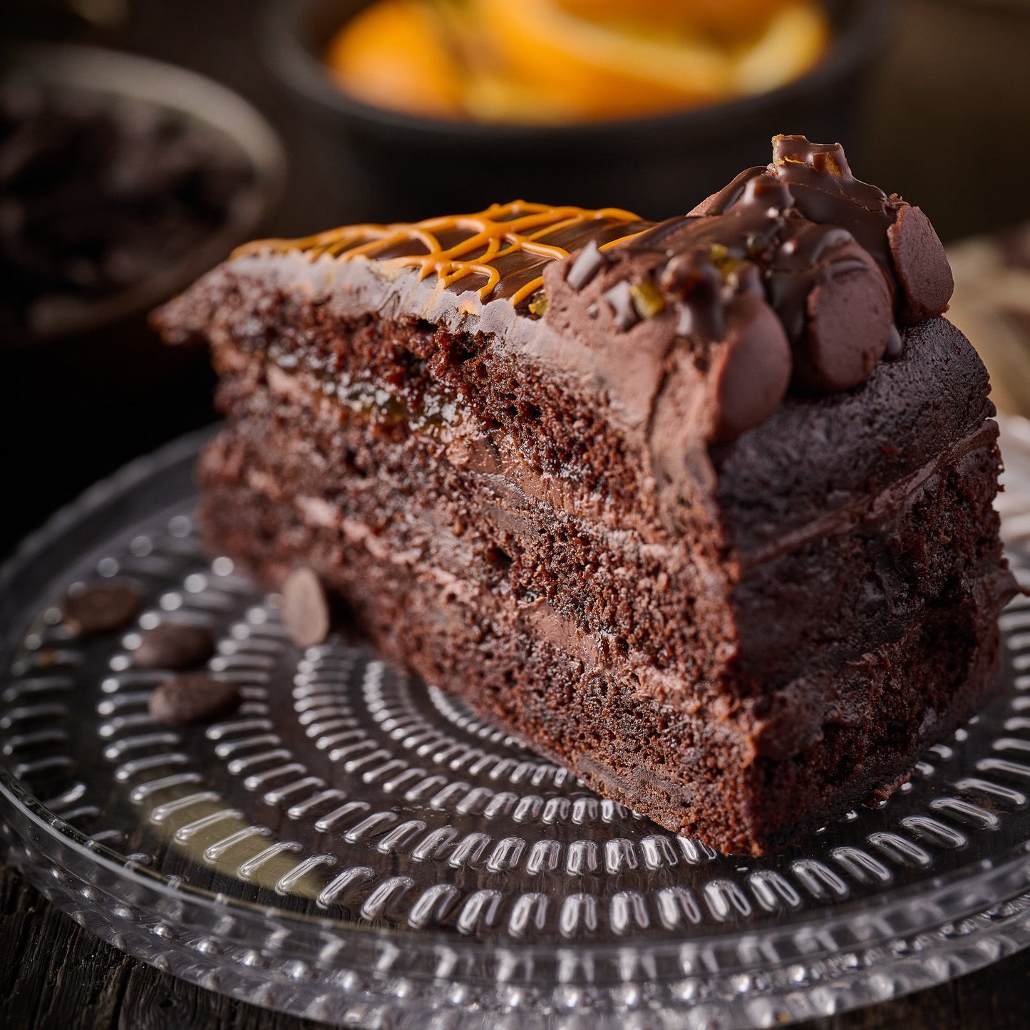 vegan chocolate orange cake slice