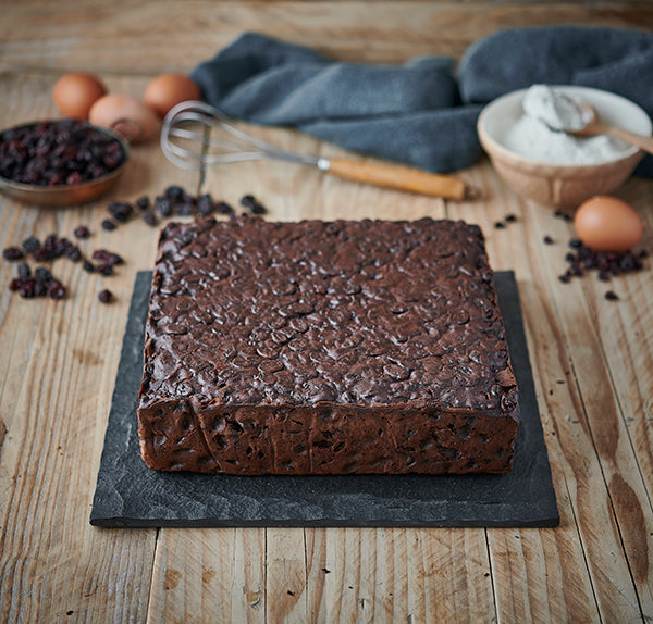 10 inch square fruit cake ready to decorate