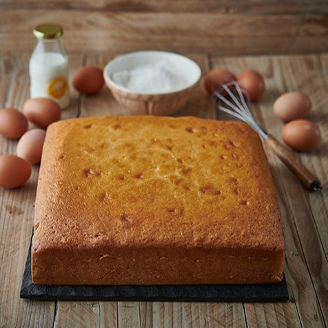 12 inch square vanilla sponge cake, ready to decorate 