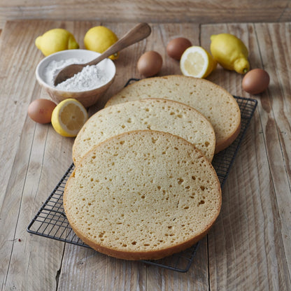 sliced sponge cake ready for decorating 