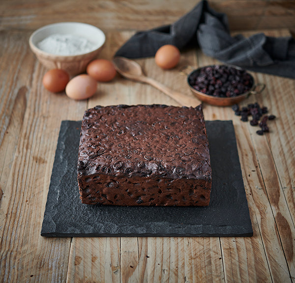 8 inch square fruit cake ready to decorate