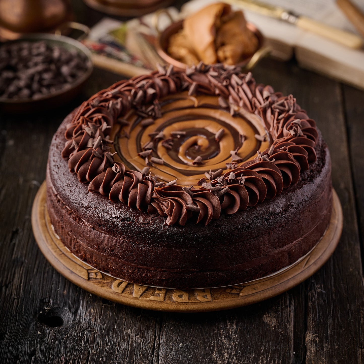 Gooey-licious Chocolate and Caramel Cake (Vegan)- 10 Inch