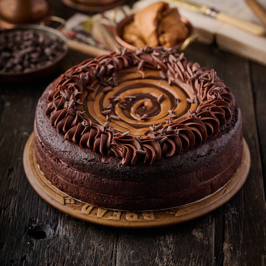 Gooey-licious Chocolate and Caramel Cake (Vegan)- 10 Inch