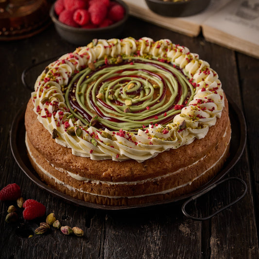 Rose, Raspberry & Pistachio Cake- 10 Inch