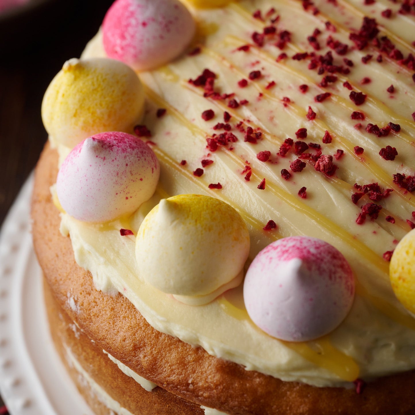 Raspberry & Lemon Meringue Cake- 10 Inch