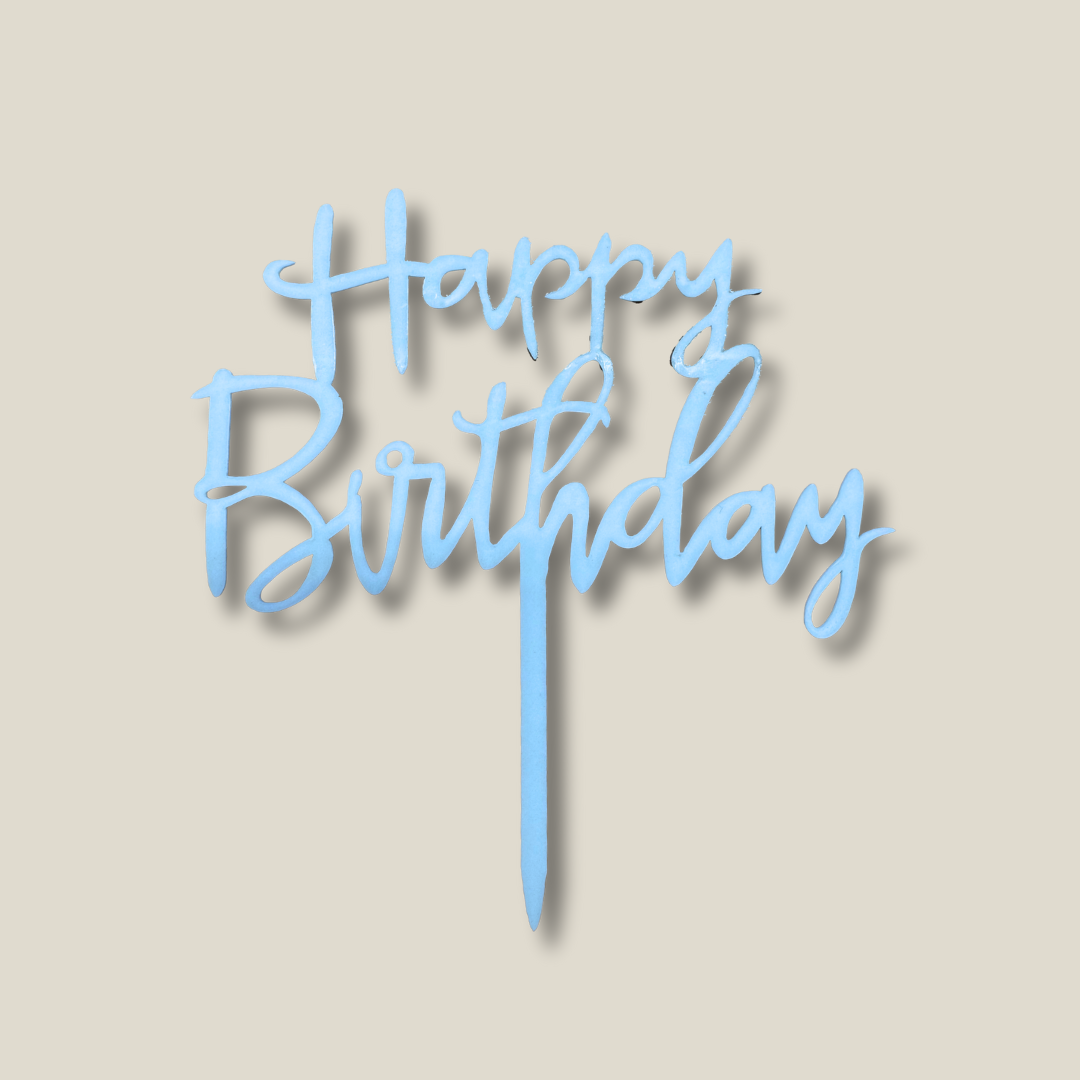 Happy Birthday Cake Topper- Blue