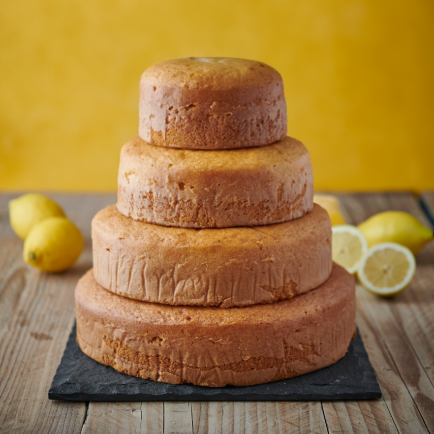 lemon sponge cake ready to decorate